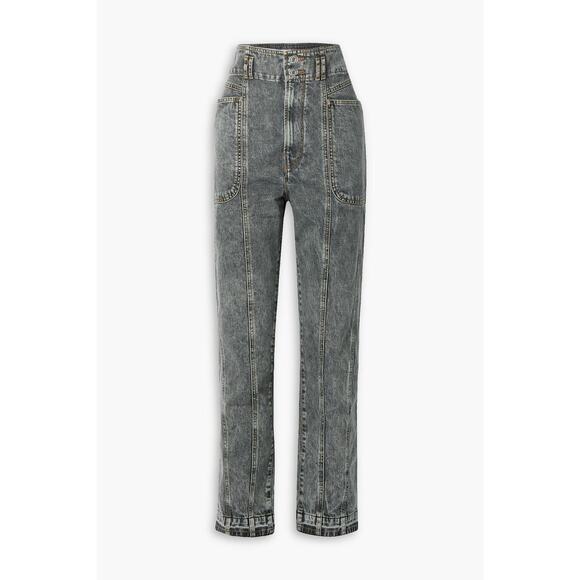 NWT Isabel Marant Tess Faded Boyfriend Jeans Grey High Rise Straight FR 38 US 6 - Picture 2 of 14